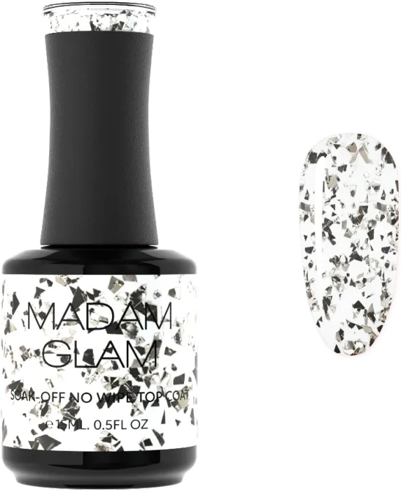 No Wipe Top Coat – flakes, glitter & shimmer shades