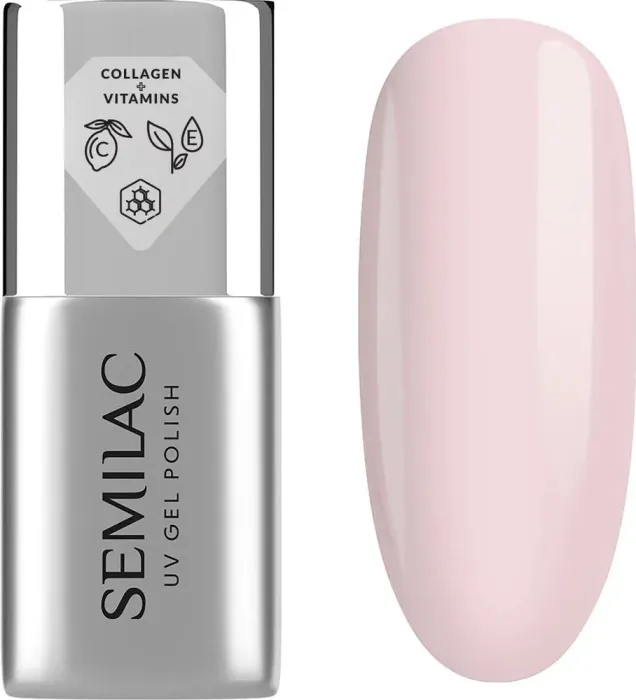 Semilac Collagen Base UV Gel Polish (Soft Pink, Milky Shine)